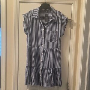 Tommy Hilfiger Striped Blue and White Button-Up Dress